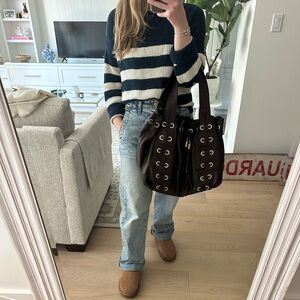 y2k michael kors brown leather tote